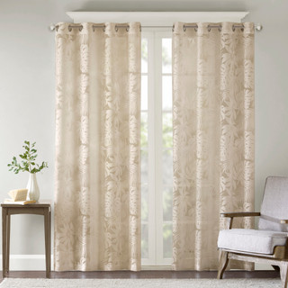 Thumbnail 15: Madison Park Leilani Palm Leaf Burnout Sheer Window Curtain 