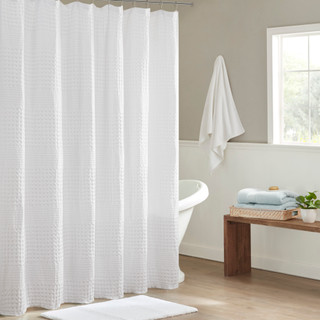 Thumbnail 1: Madison Park Arlo Super Waffle Textured Solid Shower Curtain 