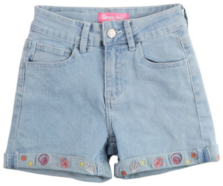 Thumbnail 1: GOGO STAR Big Girls Shell Printed Cuff Denim Shorts 