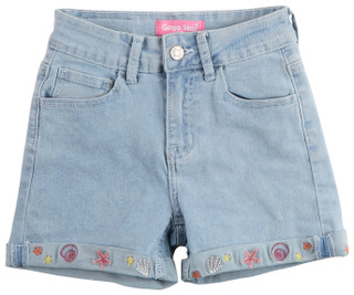Thumbnail 1: GOGO STAR Big Girls Shell Printed Cuff Denim Shorts 