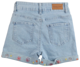 Thumbnail 2: GOGO STAR Big Girls Shell Printed Cuff Denim Shorts 