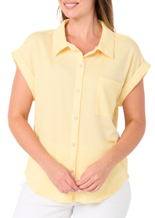 Thumbnail 1: Kathy Ireland Women's Short Sleeve Button Front Top 