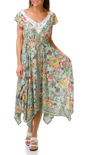 Thumbnail 1: Lola P Women's Short Sleeve Floral Midi Dress 