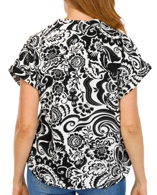 Thumbnail 3: Kathy Ireland Women's Short Sleeve Airflow Button Front Top 