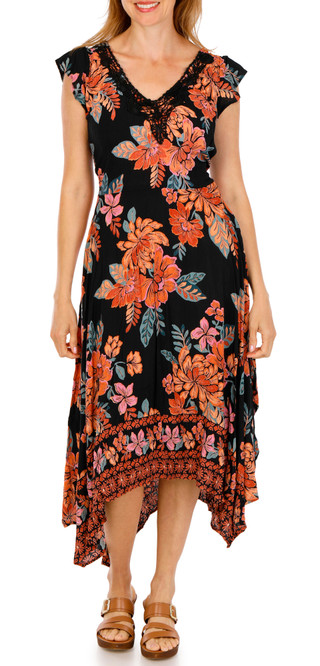 Thumbnail 4: Lola P Women's Short Sleeve Flora Midi Dress 