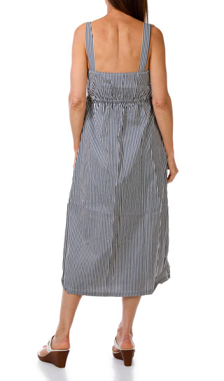 Thumbnail 2: BOBEAU Women's Striped Square Neck Midi Dress 
