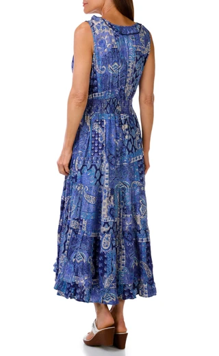 Thumbnail 2: Lola P Women's Sleeveless Bandana Print Midi Dress 