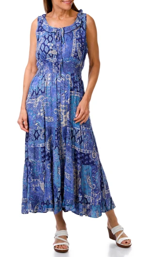 Thumbnail 1: Lola P Women's Sleeveless Bandana Print Midi Dress 