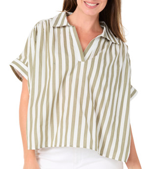 Thumbnail 1: Habitual Women's Gathered Striped Dolman Top 