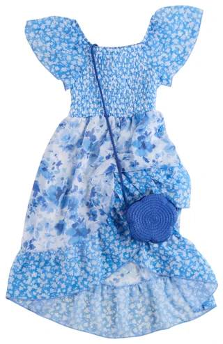 Thumbnail 1: Speechless Little Girls Floral Maxi Dress with Bag Set 