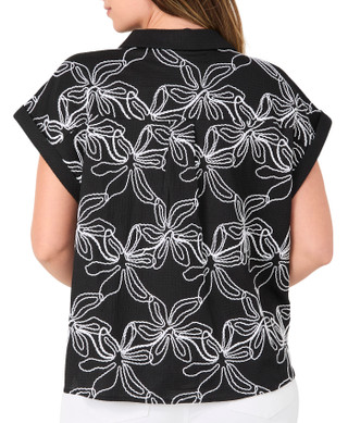 Thumbnail 2: Adrianna Papell Women's Embroidered Woven Button Front Top 