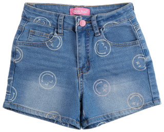 Thumbnail 1: GOGO STAR Big Girls All Over Smile Print Denim Shorts 