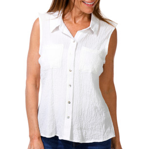 Thumbnail 1: Kathy Ireland Women's Sleeveless Button Front Top 