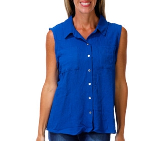 Thumbnail 1: Kathy Ireland Women's Sleeveless Button Front Top 