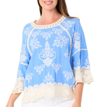 Thumbnail 1: Democracy Women's Two Tone Crochet Trim Top 