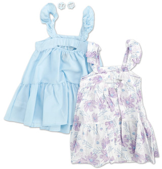 Thumbnail 2: BEARPAW Toddler Girls 2 Pk Ruffle Dresses with Bonus Hair Clips 