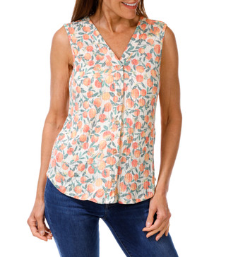 Thumbnail 1: Blue Mood Women's Sleeveless Button Down Tank Top 
