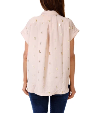 Thumbnail 2: Status by Chenault Women's Short Sleeve Foil Western Top  