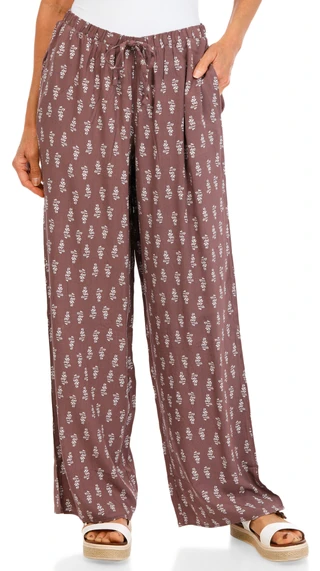 Thumbnail 1: Pink Rose Juniors Print Wide Leg Drawstring pants 