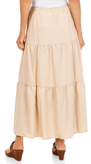 Thumbnail 2: LIV LOS ANGELES Women's Solid Tiered Button Accent Skirt  