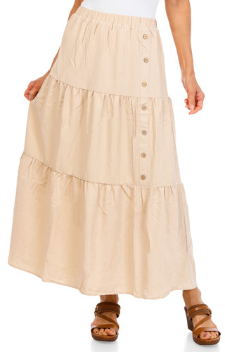 Thumbnail 1: LIV LOS ANGELES Women's Solid Tiered Button Accent Skirt  