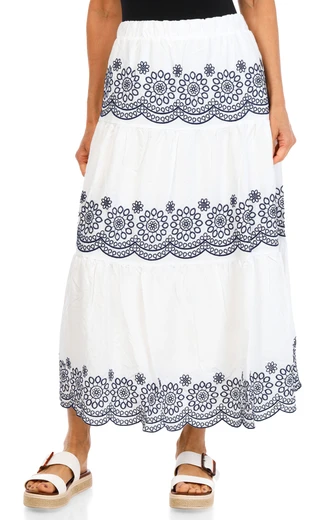 Thumbnail 1: LIV LOS ANGELES Women's Embroidered Tiered Skirt  