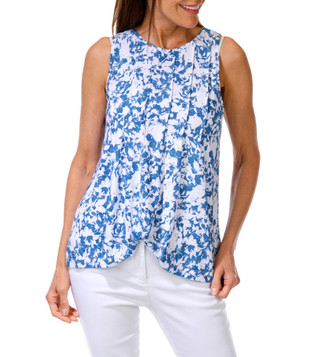 Thumbnail 1: AMANA Women's Petite Sleeveless Jacquard Pleated Tank 