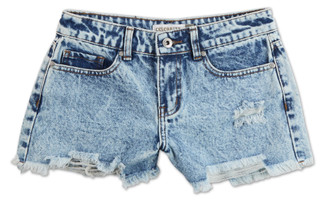 Thumbnail 1: Celebrity Ace Juniors Acid Wash Distressed Hem Denim Shorts 