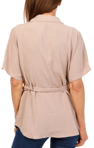 Thumbnail 2: 3RD & MALT Women's Button Down Tie Waist Top  