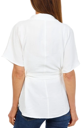 Thumbnail 2: 3RD & MALT Women's Button Down Tie Waist Top  