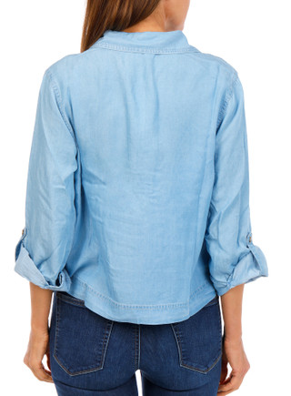 Thumbnail 2: Hope & Harlow Women's Chambray Denim Top  