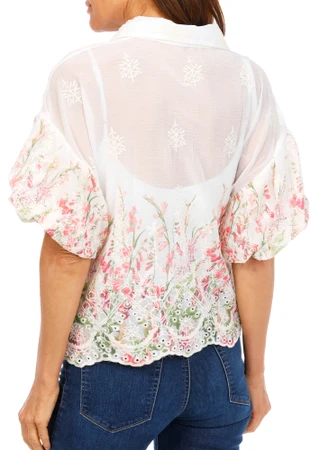 Thumbnail 2: LIV LOS ANGELES Women's Embroidered Button Down Top 