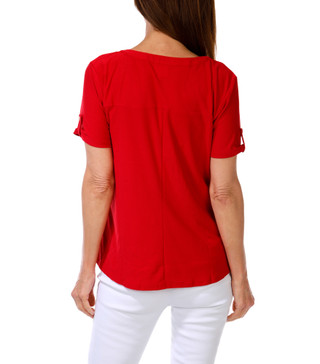 Thumbnail 2: Late August Women's Short Sleeve Button Placket Top 