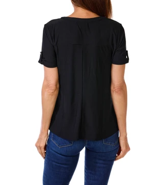 Thumbnail 2: Late August Women's Short Sleeve Button Placket Top 