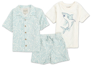 Thumbnail 1: Stitch & Stone Little Boys 3 Pc Camp Shirt & Shorts Set with Tee 