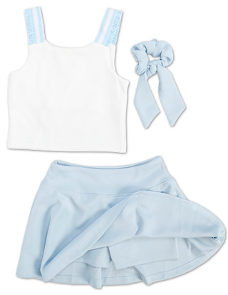 Thumbnail 2: Paris Hilton Girls 3 Pc Skort Set with Bonus Hair Scrunchie 