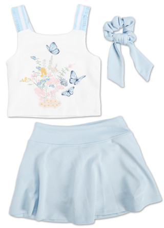 Thumbnail 1: Paris Hilton Girls 3 Pc Skort Set with Bonus Hair Scrunchie 