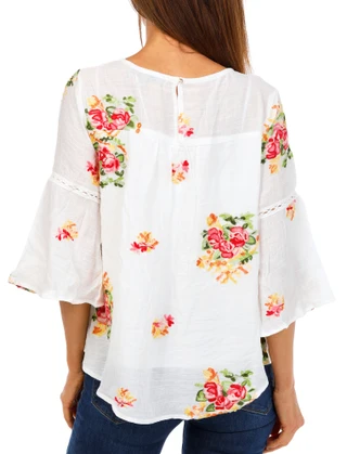 Thumbnail 2: FIGUEROA & FLOWER Women's Embroidered Floral Top 