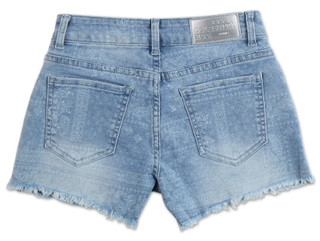 Thumbnail 2: Celebrity Ace Juniors Paisley Denim Distressed Hem Shorts 