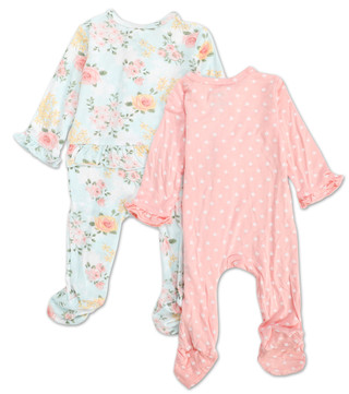 Thumbnail 2: Little Me Baby Girls 2 Pk Long Sleeve Ruffled Sleepers 