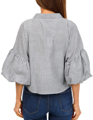 Thumbnail 3: LIV LOS ANGELES Women's Stripe Print Button Down Top  