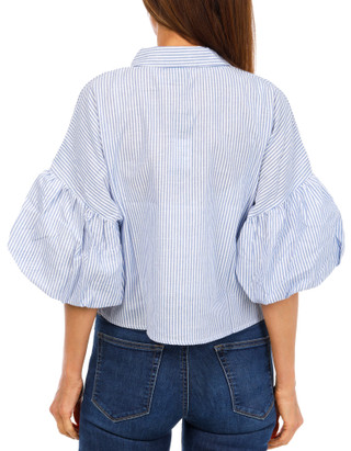 Thumbnail 4: LIV LOS ANGELES Women's Stripe Print Button Down Top  