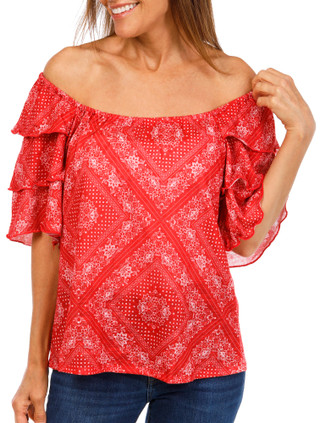 Thumbnail 1: Chenault Women's Floral Print Off Shoulder Top  