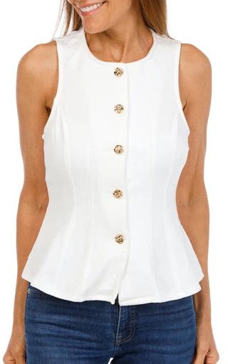 Thumbnail 1: 3RD & MALT Women's Solid Button Down Vest  