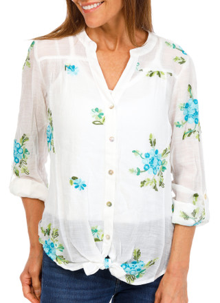 Thumbnail 1: FIGUEROA & FLOWER Women's Embroidered Overlay Top w/ Cami Lining  