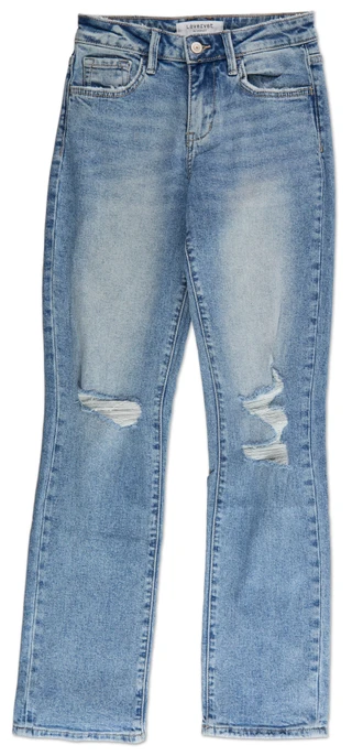 Thumbnail 1: Lovervet Juniors Acid Wash Distressed Straight Leg Jeans 