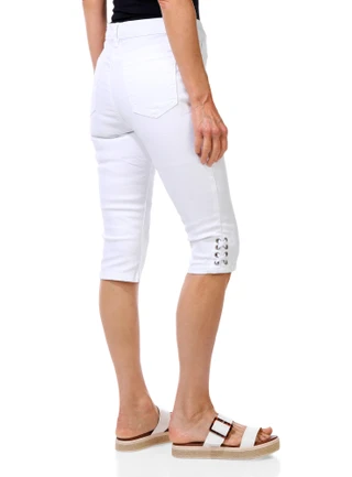 Thumbnail 3: D. Jeans Women's Petite 16 in High Rise Lattice Hem Capris 