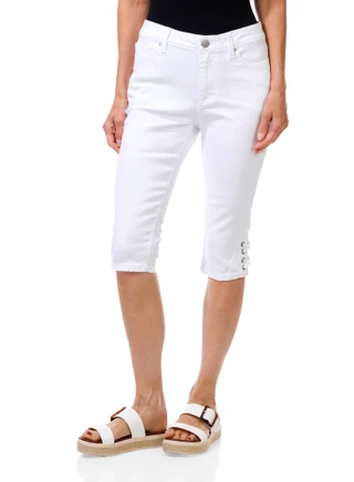 Thumbnail 2: D. Jeans Women's Petite 16 in High Rise Lattice Hem Capris 