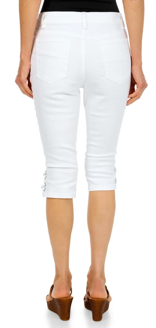 Thumbnail 4: D. Jeans Women's Petite 16 in High Rise Lattice Hem Capris 