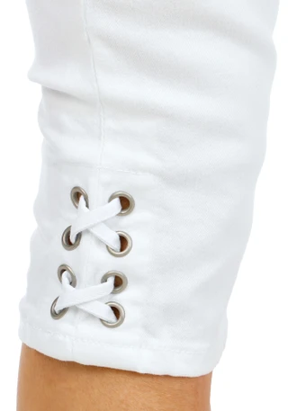 Thumbnail 5: D. Jeans Women's Petite 16 in High Rise Lattice Hem Capris 